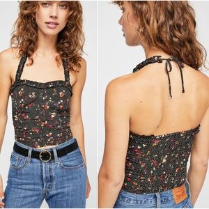 NWOT Free People Black Halter Dot Top Size Small